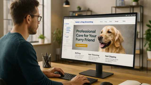 Web designer working on client web site