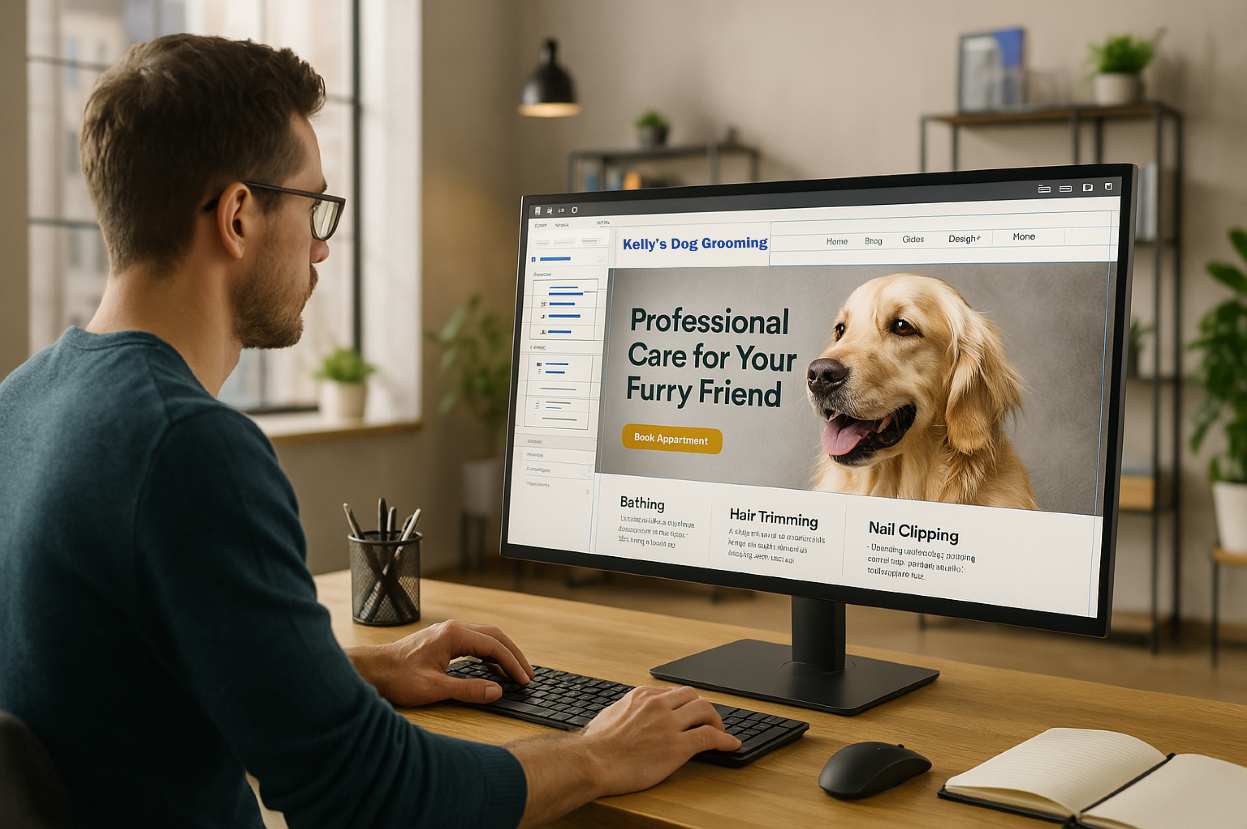 Web designer working on client web site